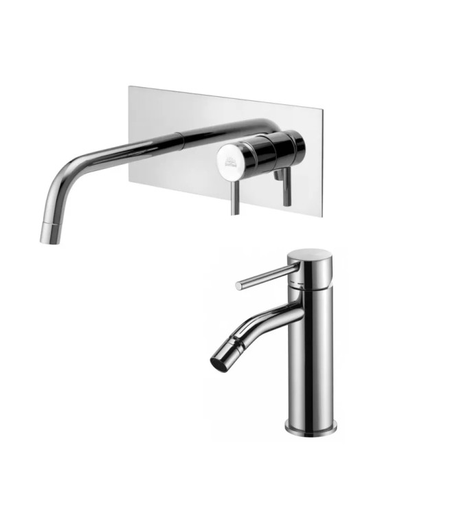 Set miscelatore incasso lavabo acciaio inox 24,8cm con bidet cromato - Light di Paffoni