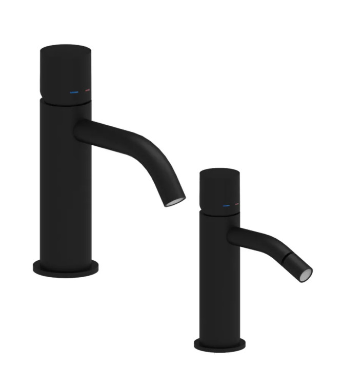 Set miscelatore lavabo e bidet senza leva nero opaco - Light di Paffoni