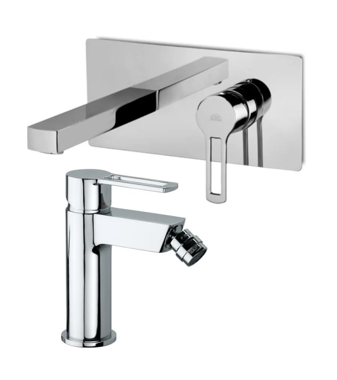 Set miscelatore lavabo bocca 15 cm con bidet cromato - Ringo di Paffoni