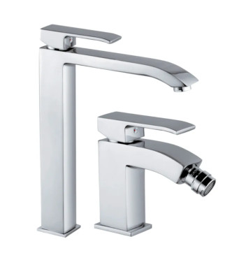 Set miscelatore lavabo prolungato e bidet senza scarico cromato - Level di Paffoni