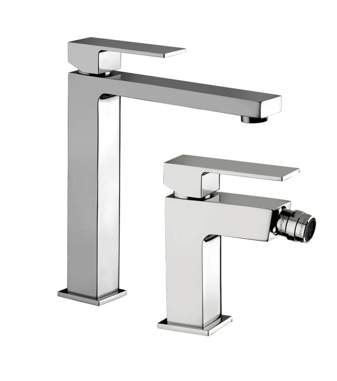 Set miscelatore lavabo prolungato e bidet senza scarico cromato - Elle di Paffoni