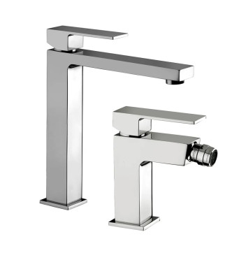 Set miscelatore lavabo prolungato e bidet senza scarico cromato - Elle di Paffoni
