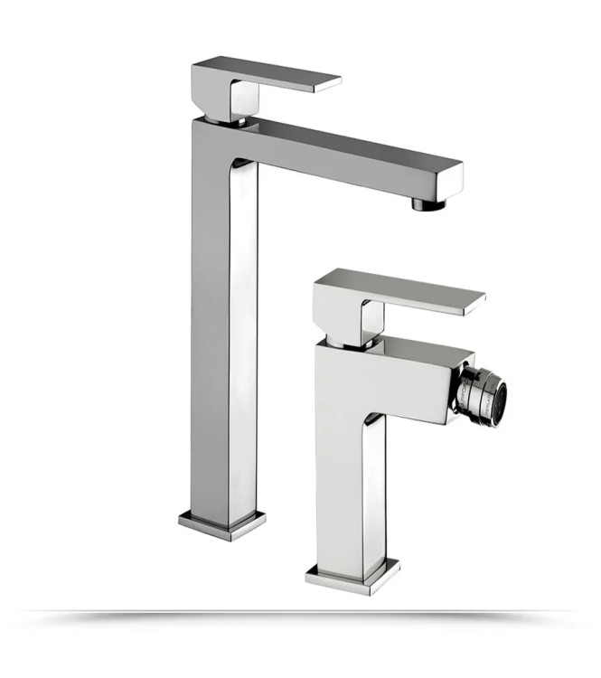 Set miscelatore lavabo prolungato e bidet senza scarico cromato - Elle di Paffoni