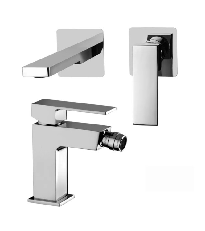 Set miscelatore lavabo 7x7 cm bocca 15 cm e bidet cromato - Elle di Paffoni
