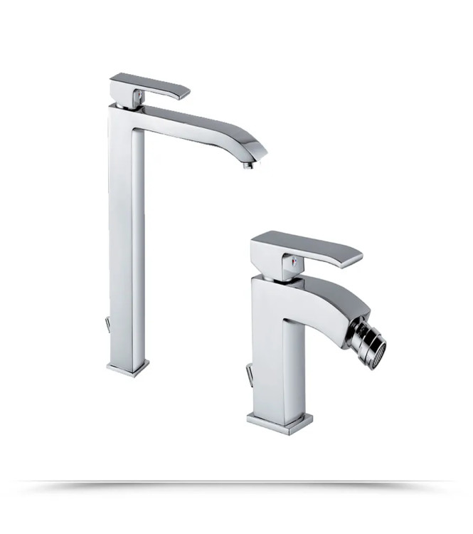 Paffoni Level cromo miscelatore lavabo alto + bidet scarico automatico