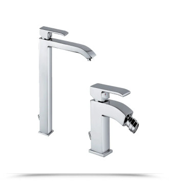 Paffoni Level cromo miscelatore lavabo alto + bidet scarico automatico