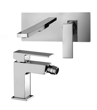 Set miscelatore lavabo 25x10 cm bocca 15 cm e bidet cromato - Elle di Paffoni