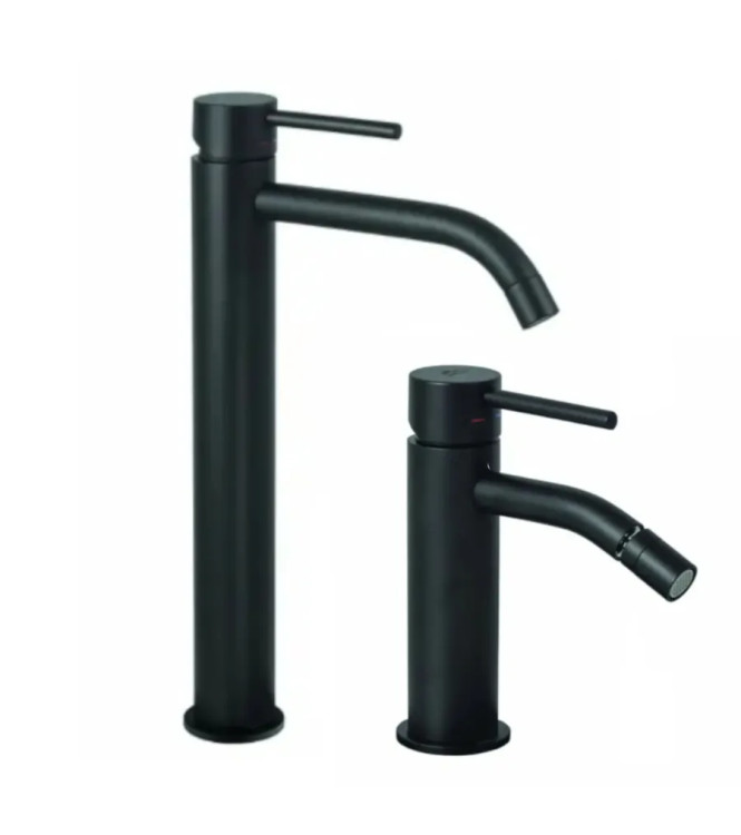 Set miscelatore lavabo prolungato e bidet nero opaco - Light di Paffoni