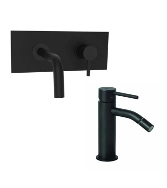 Set miscelatore incasso lavabo acciaio inox 17,8cm con bidet nero opaco - Light di Paffoni