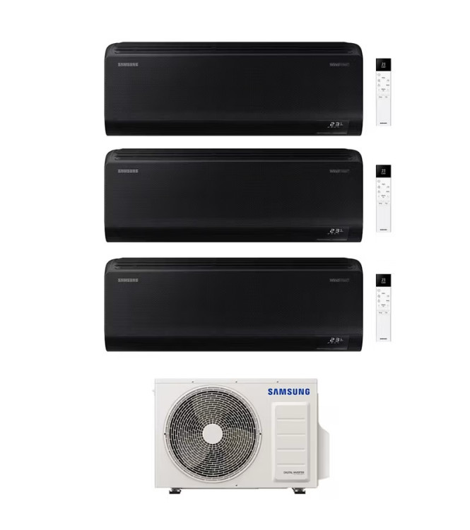 Condizionatore Samsung WindFree Black 12000+12000+12000 BTU Trial Split Inverter Wi-Fi A++/A+ AJ080TXJ4KG/EU  