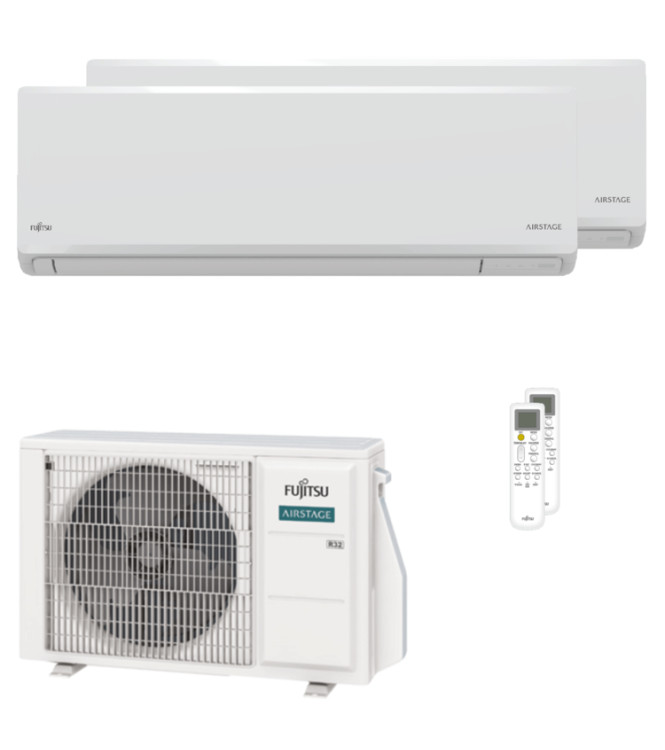 Condizionatore Fujitsu Serie KN 9000+12000 BTU Dual Split Inverter A+++/A++ Wi-Fi unità esterna 5 kW