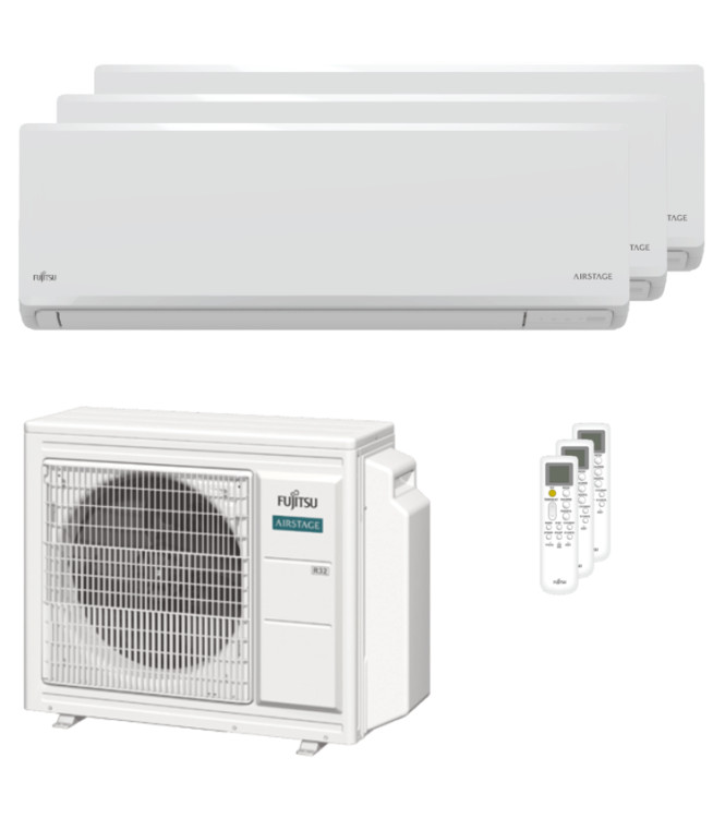 Condizionatore Fujitsu Serie KN 7000+7000+7000 BTU Trial Split Inverter Wi.Fi A+++/A++ - unità  esterna 5.4 kW