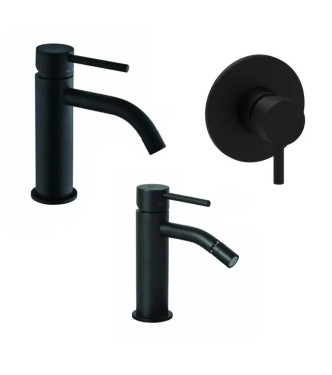 Set miscelatore lavabo e bidet con incasso doccia monocomando 11cm nero opaco - Light di Paffoni