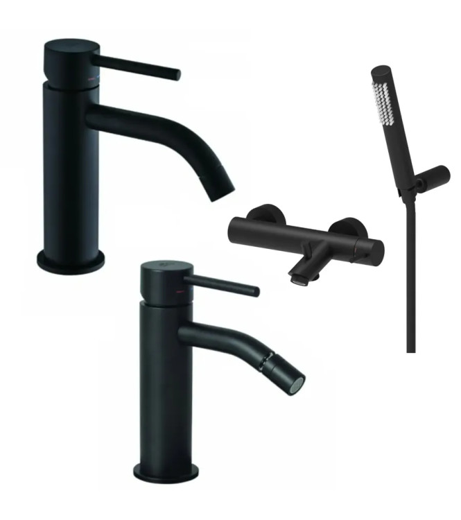 Set miscelatore lavabo e bidet con incasso vasca nero opaco - Light di Paffoni