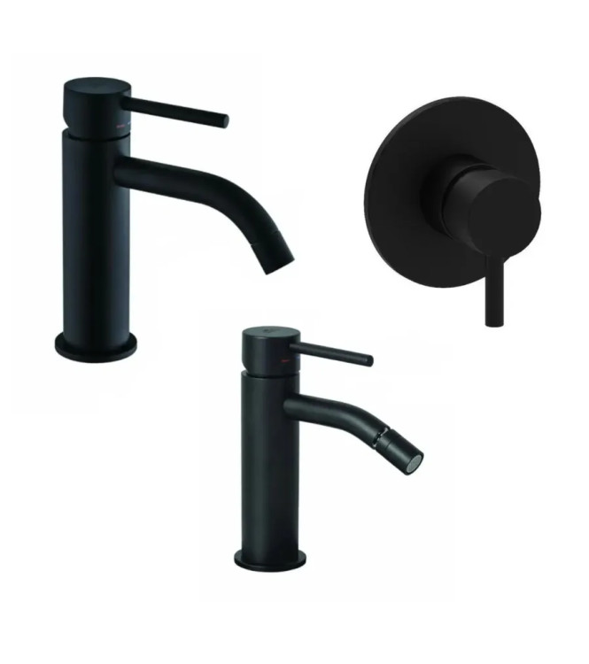 Set miscelatore lavabo e bidet con incasso doccia monocomando 11,6cm nero opaco - Light di Paffoni