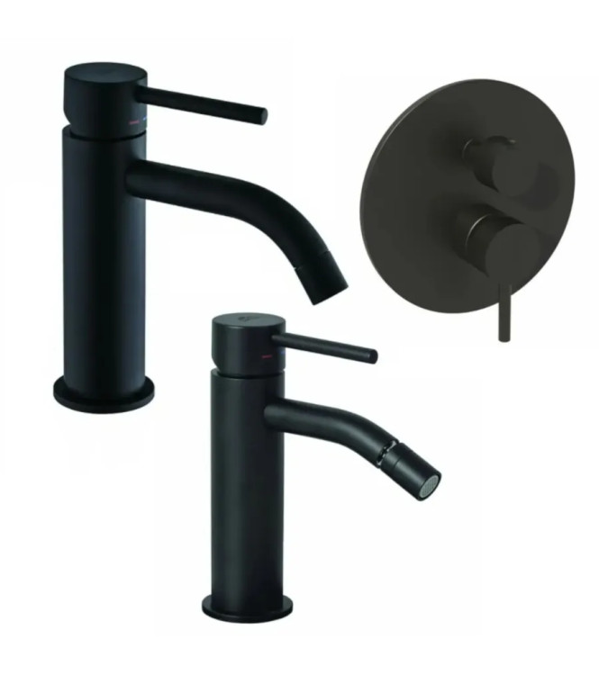 Set miscelatore lavabo e bidet con incasso doccia 2 uscite nero opaco - Light di Paffoni