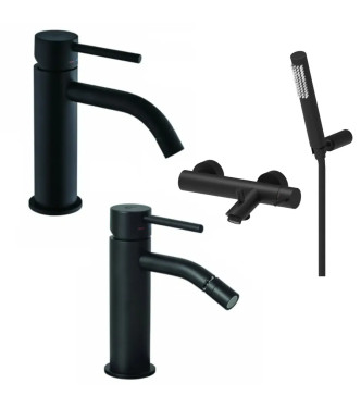 Set miscelatore lavabo e bidet con esterno doccia con supporto nero opaco - Light di Paffoni