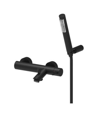 Set miscelatore lavabo e bidet con esterno doccia con supporto nero opaco - Light di Paffoni