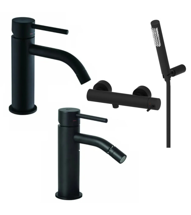 Set miscelatore lavabo e bidet con esterno doccia nero opaco - Light di Paffoni
