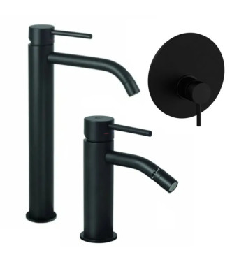 Set miscelatore lavabo prolungato e bidet con incasso doccia monocomando 11,6cm nero opaco - Light di Paffoni
