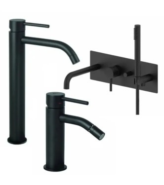 Set miscelatore lavabo prolungato e bidet con incasso vasca nero opaco - Light di Paffoni