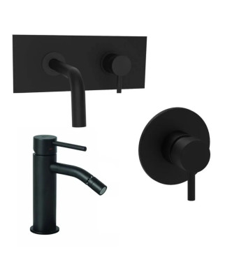 Set miscelatore incasso lavabo acciaio 17,8cm con bidet ed incasso doccia monocomando 11,6 cm nero opaco - Light di Paffoni