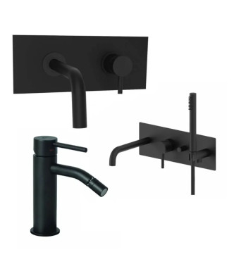 Set miscelatore incasso lavabo acciaio inox 17,8cm con bidet ed incasso vasca nero opaco - Light di Paffoni