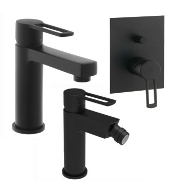 Set miscelatore lavabo e bidet con incasso doccia con deviatore nero opaco - Ringo di Paffoni