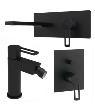 Set miscelatore lavabo bocca 20 cm con bidet ed incasso doccia con deviatore nero opaco - Ringo di Paffoni