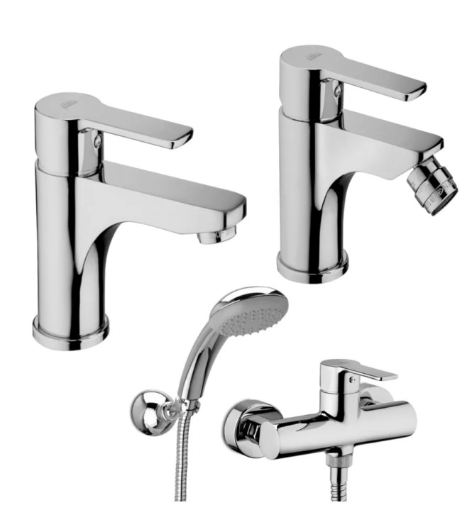Set miscelatore lavabo e bidet con esterno doccia cromato - Red di Paffoni