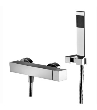 Set miscelatore lavabo medio e bidet con leva cubo con esterno doccia cromato - Elle di Paffoni