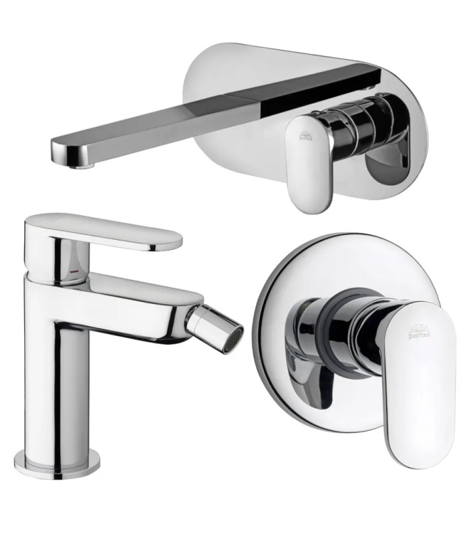 Set miscelatore lavabo bocca 24,5 cm con bidet ed incasso doccia monocomando cromato - Candy di Paffoni