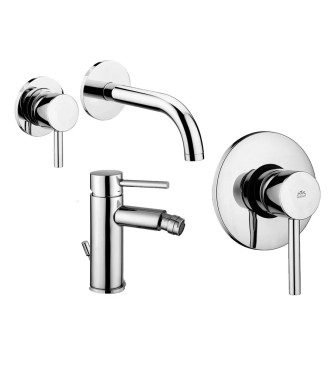 Paffoni Stick miscelatore lavabo a muro SK006CR70 + misc. bidet SK135CR + SK010CR misc. incasso doccia