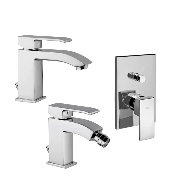 Paffoni Level miscelatore lavabo + bidet con pilette + incasso doccia a muro con deviatore