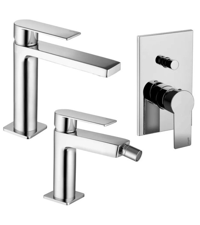 Set miscelatore lavabo e bidet con incasso doccia con deviatore cromato - Tango di Paffoni
