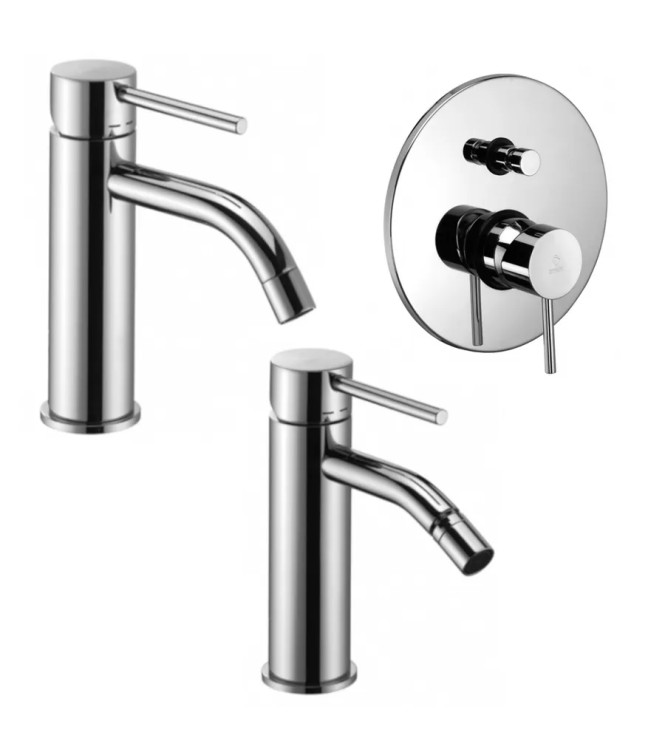 Set miscelatore lavabo e bidet con incasso doccia con deviatore cromato - Light di Paffoni
