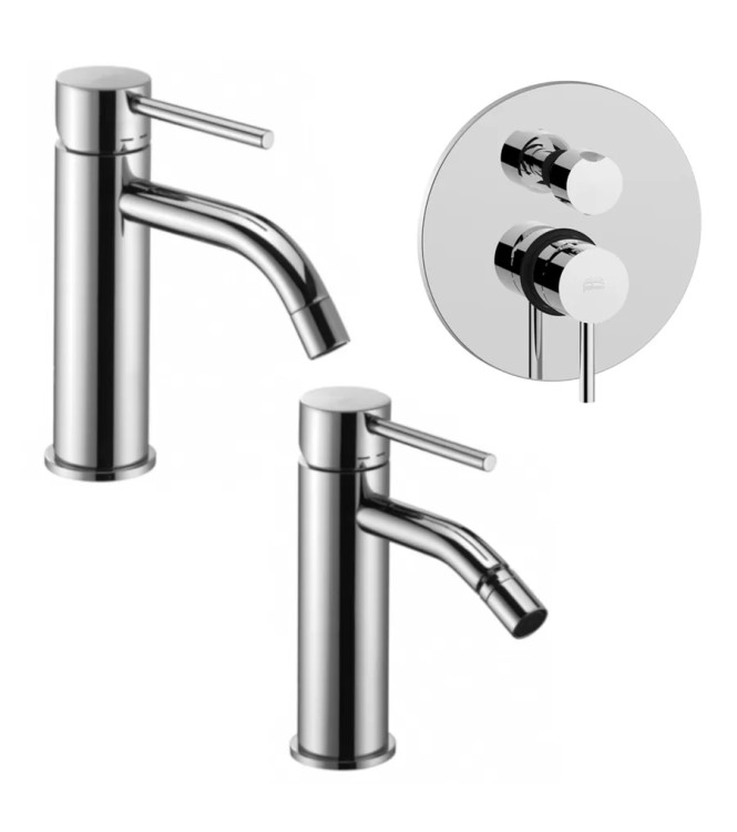 Set miscelatore lavabo e bidet con incasso doccia 2 uscite cromato - Light di Paffoni