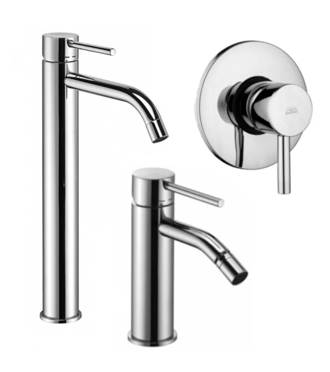 Set miscelatore lavabo prolungato e bidet con incasso doccia monocomando 11cm cromato - Light di Paffoni