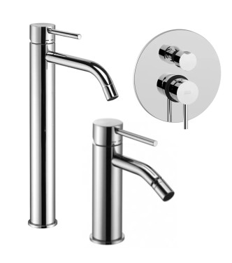 Set miscelatore lavabo prolungato e bidet con incasso doccia 2 uscite cromato - Light di Paffoni