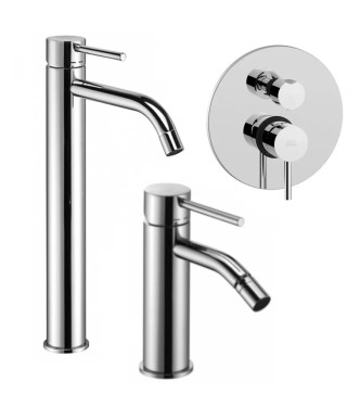 Set miscelatore lavabo prolungato e bidet con incasso doccia 3 uscite cromato - Light di Paffoni