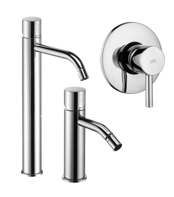 Set miscelatore lavabo prolungato e bidet senza leva con incasso doccia monocomando 11,6cm cromato - Light di Paffoni