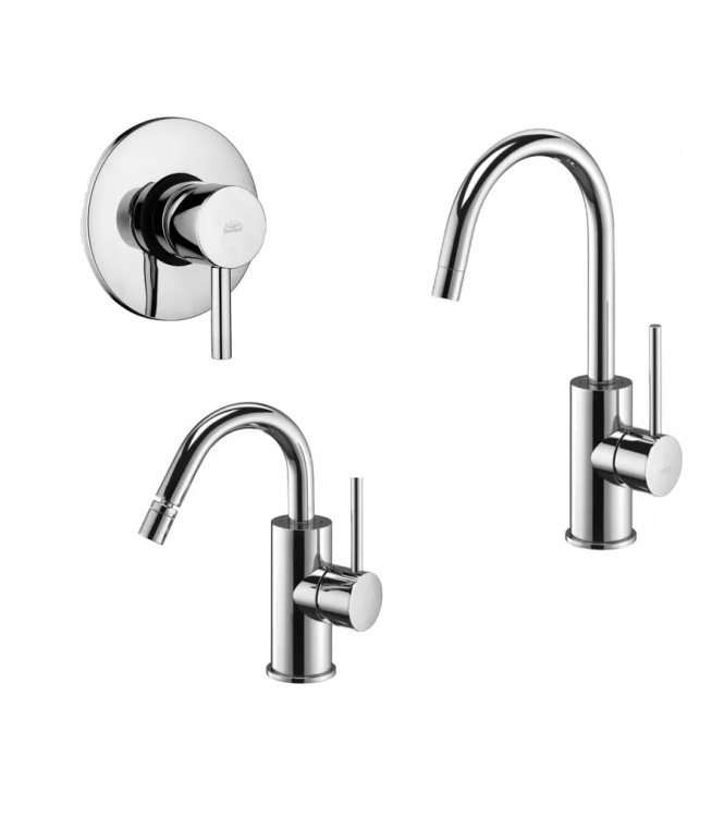 Set miscelatore lavabo e bidet canna a U con incasso doccia monocomando 11cm cromato - Light di Paffoni