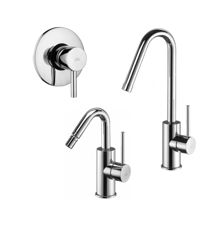 Set miscelatore lavabo e bidet canna orientabile con incasso doccia monocomando 11cm cromato - Light di Paffoni