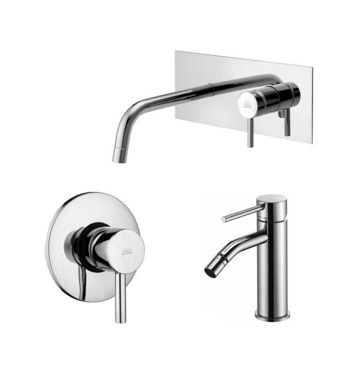 Set miscelatore incasso lavabo acciaio inox 12,3cm con bidet ed incasso doccia monocomando 11cm cromato - Light di Paffoni