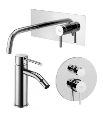 Set miscelatore incasso lavabo acciaio inox 12,3 cm con bidet ed incasso doccia 2 uscite cromato - Light di Paffoni