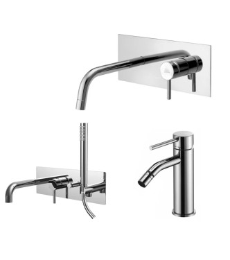 Set miscelatore incasso lavabo acciaio inox 17,8cm con bidet ed incasso doccia cromato - Light di Paffoni