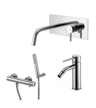 Set miscelatore incasso lavabo acciaio inox 24,8cm con bidet ed esterno doccia cromato - Light di Paffoni
