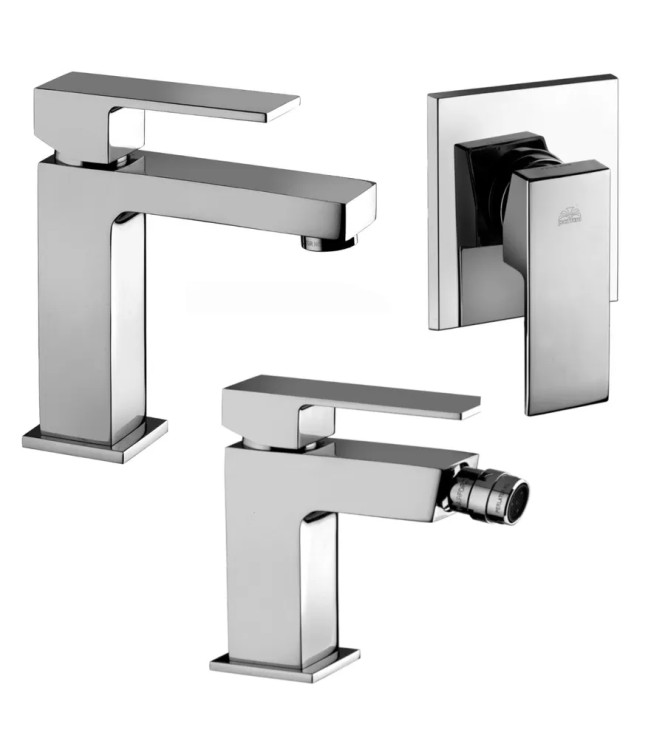 Set miscelatore lavabo e bidet senza scarico con incasso doccia monocomando cromato - Elle di Paffoni
