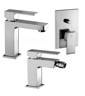 Set miscelatore lavabo e bidet senza scarico con incasso doccia con deviatore cromato - Elle di Paffoni