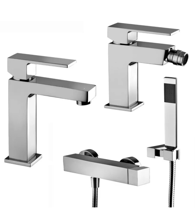 Set miscelatore lavabo e bidet senza scarico con esterno doccia cromato - Elle di Paffoni